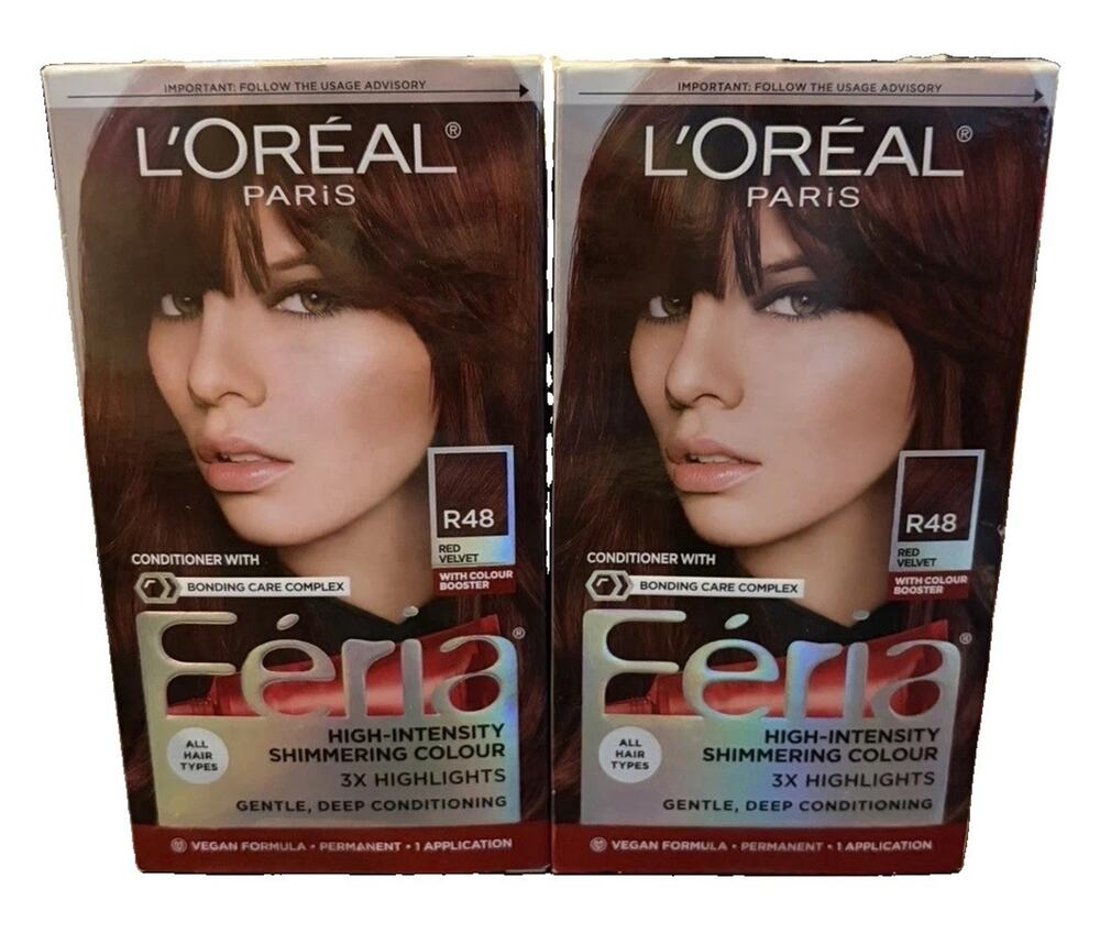 L’Oreal Paris Feria R48 Red Velvet Intense Deep Auburn Permanent Hair Color 2 Pk